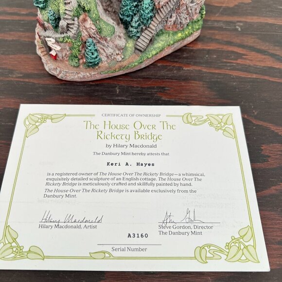 Whimsical Danbury Mint Sculpture “The House Over the Rickety Bridge” w/ COA - Picture 2 of 6